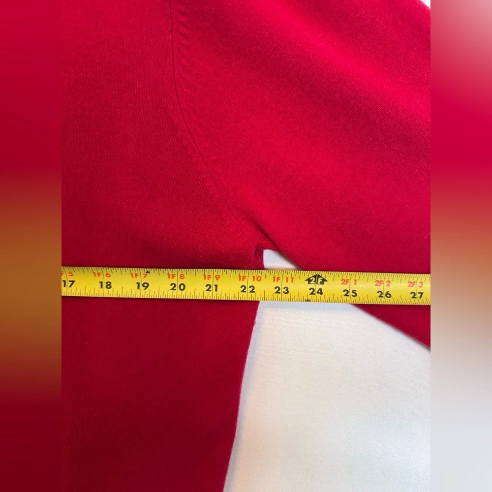 Cezani mens sz XL 100% fine 2 ply cashmere V neck sweater Red‎ Party Festive